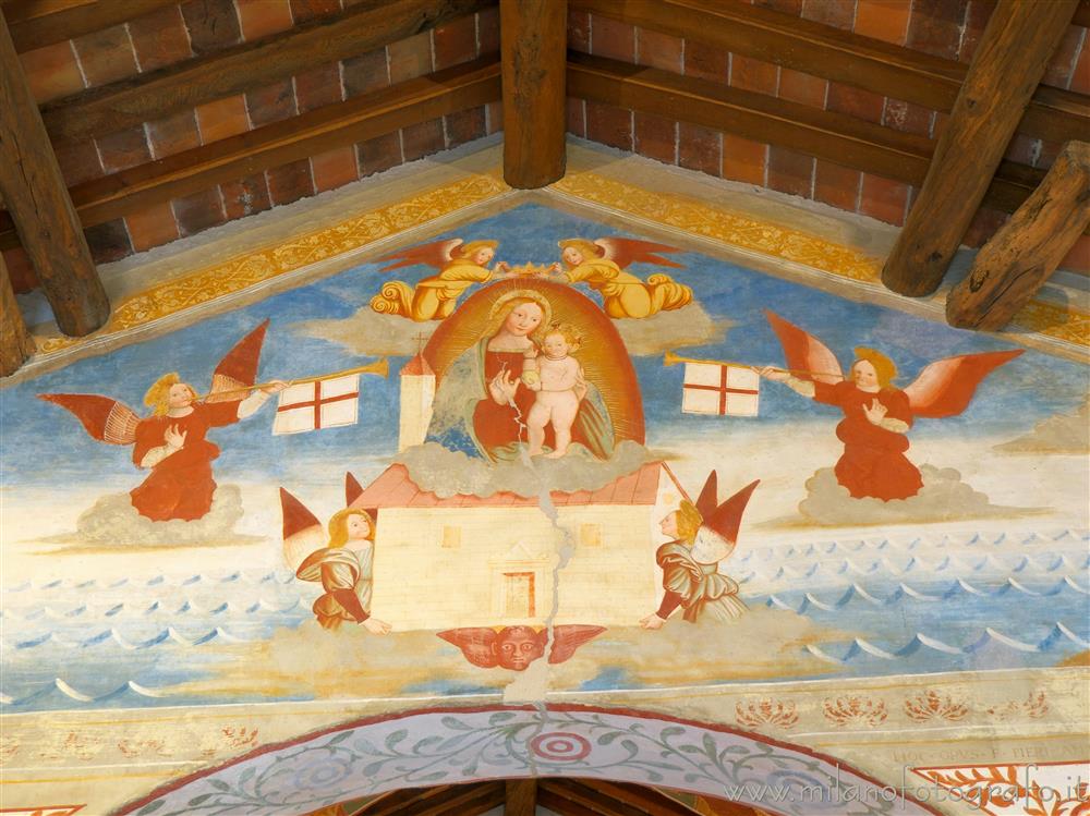 Momo (Novara, Italy) - Fresco of the Trasport of the Holy House of Loreto in the Oratory of the Holy Trinity
